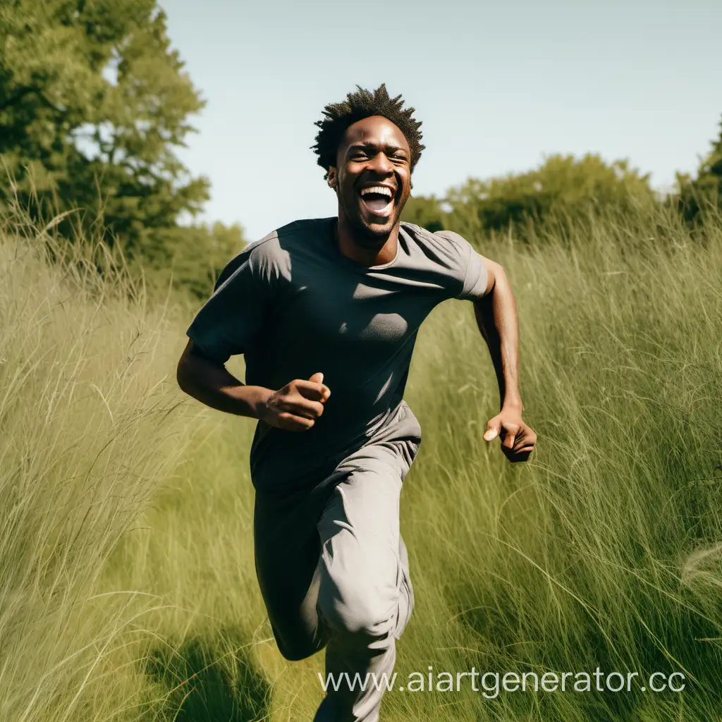 Joyful-Black-Man-Running-Through-Lush-Green-Grass