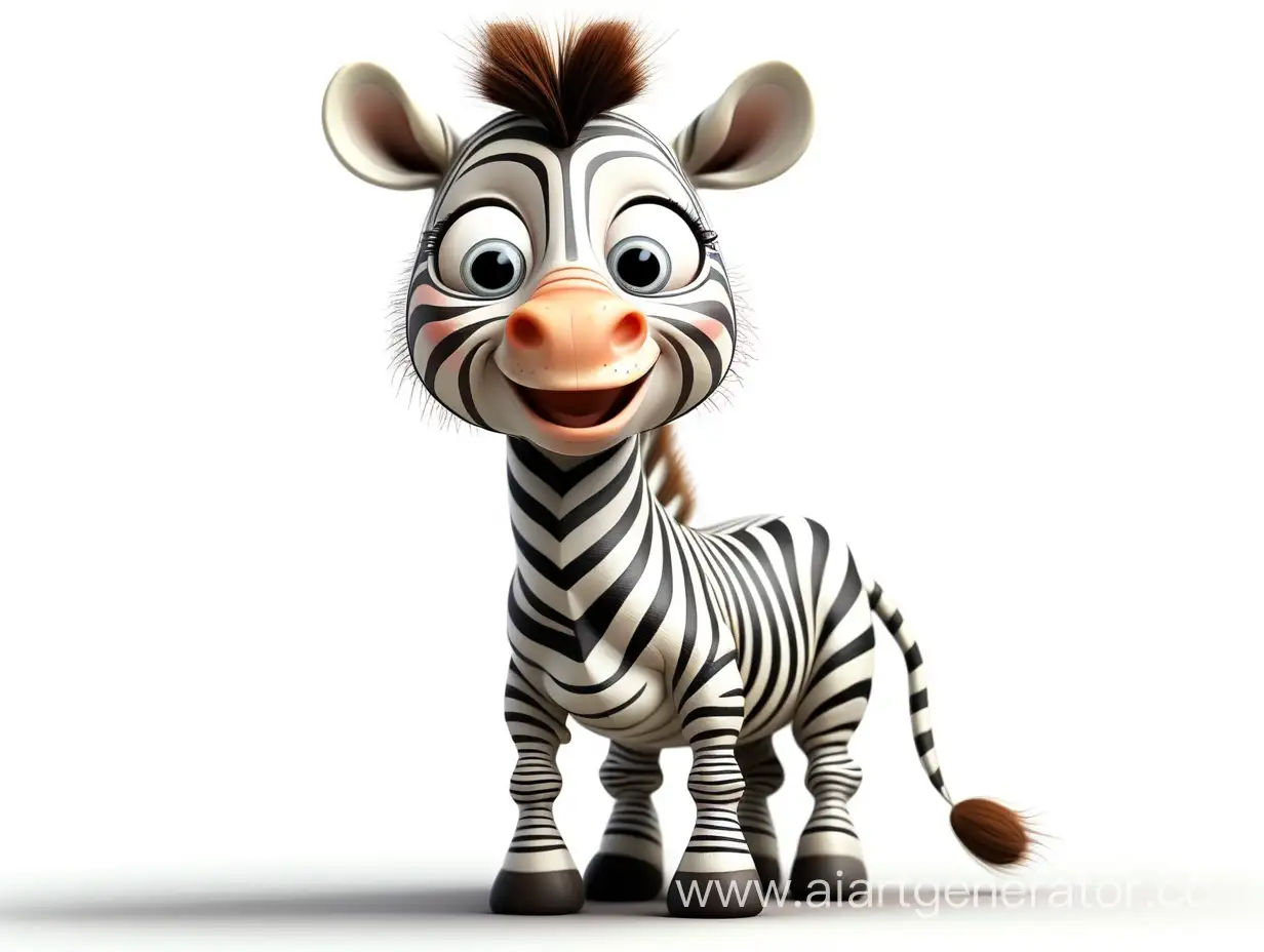  funny little zebra white background