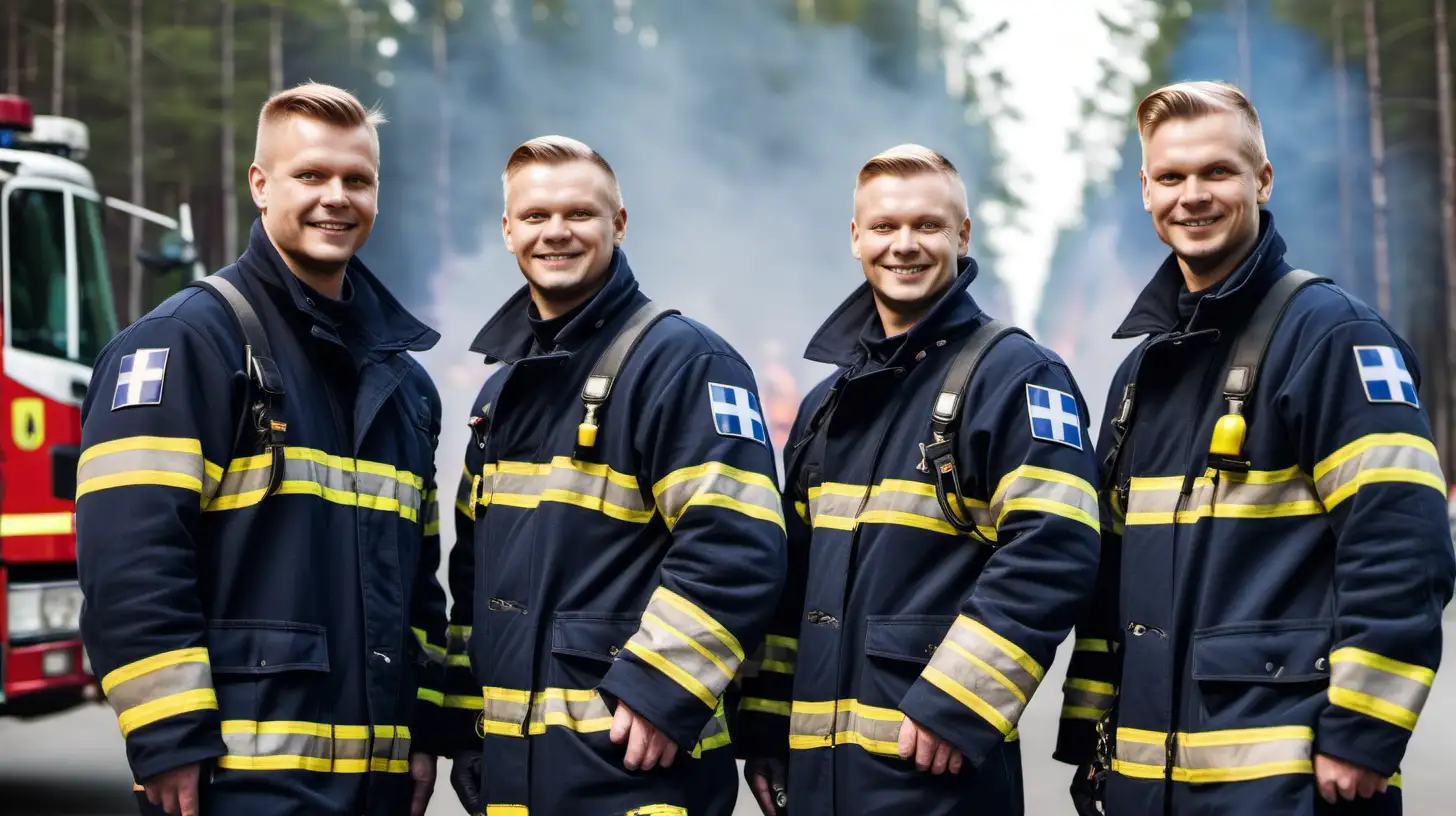 Friendly Line of Finnish Firefighters Ready to Help