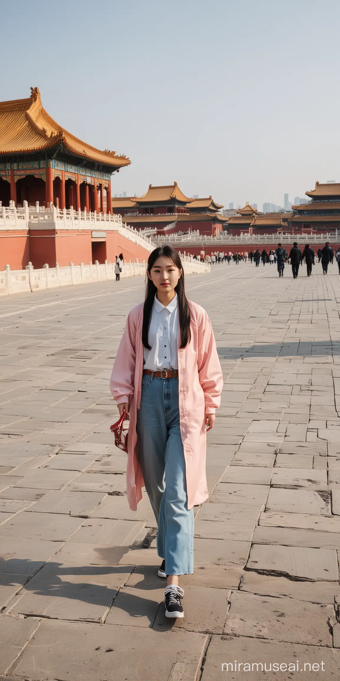 Young Adult Exploring the Historic Forbidden City