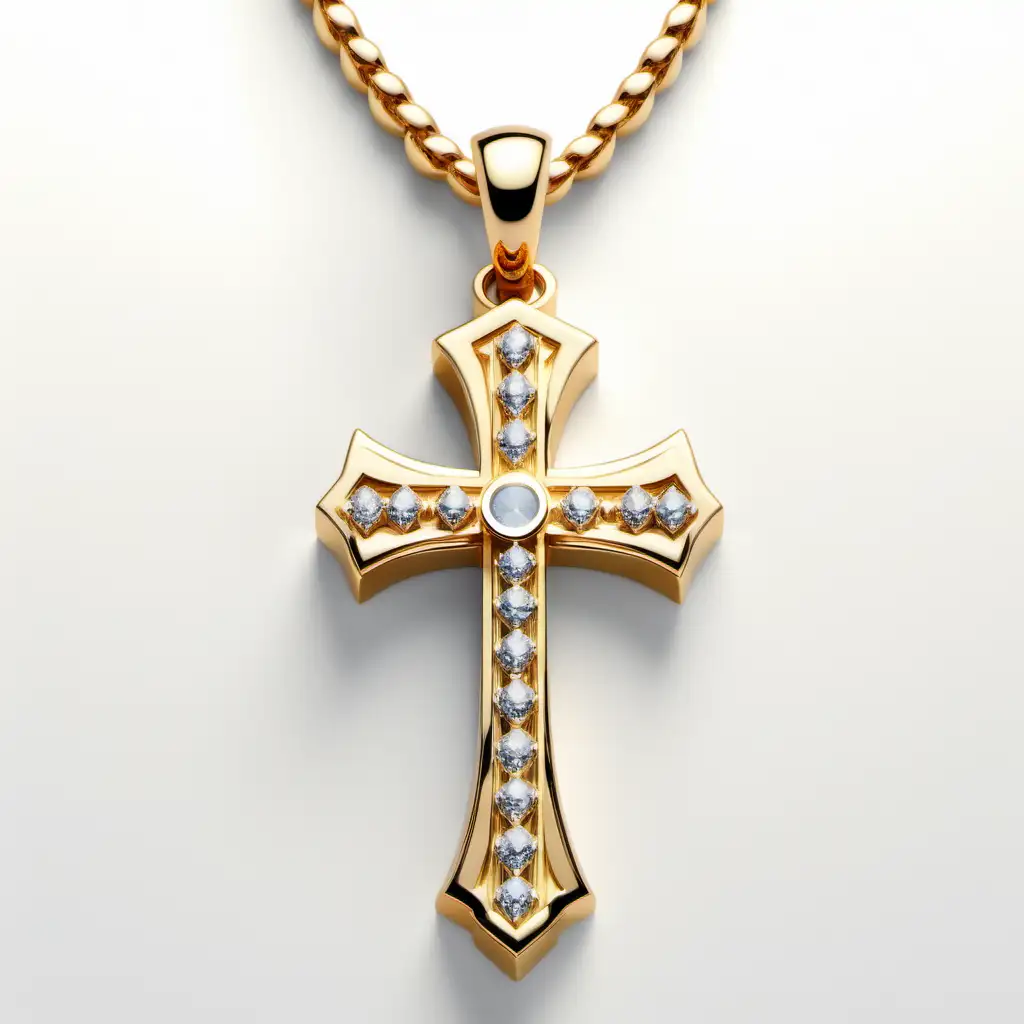 Gold religious cross. Has diamonds. Logo. Says TRUTH 