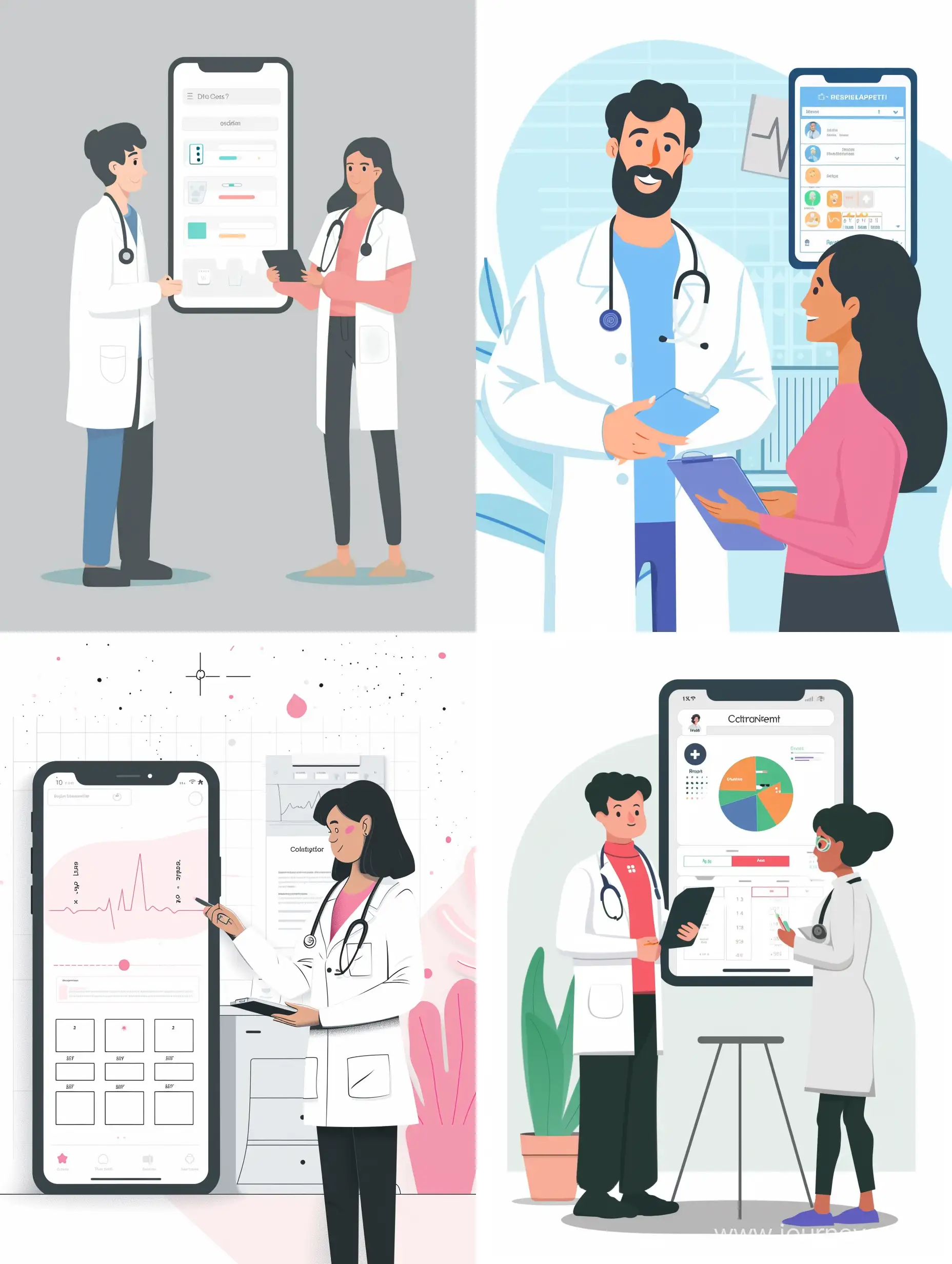 Иллюстрация для приложения которое помогает клиентам записываться на прием к врачу