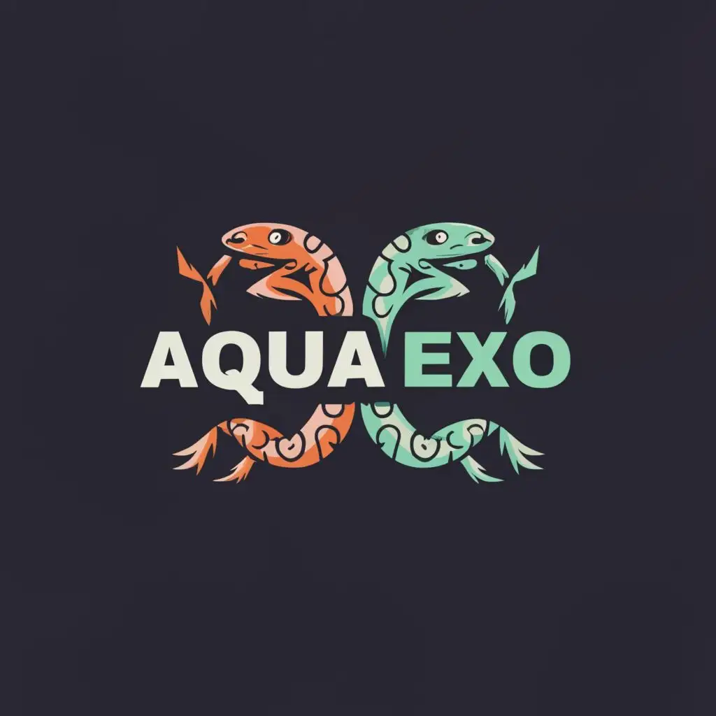 logo, Snake fish tarantula cameleone, with the text "AQUA EXO", typography, be used in Animals Pets industry