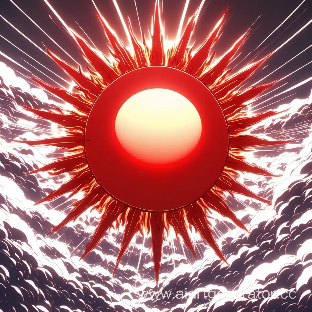 Vibrant-Red-Anime-Sun-in-4K-Resolution-on-White-Background