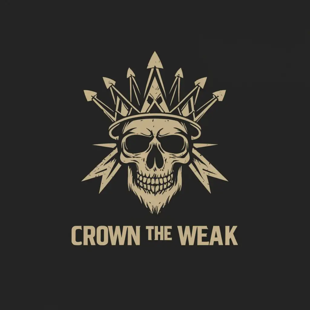 a logo design,with the text "Crown the Weak", main symbol:detailed skull and seven pointed crown,complex,be used in Entertainment industry,clear background