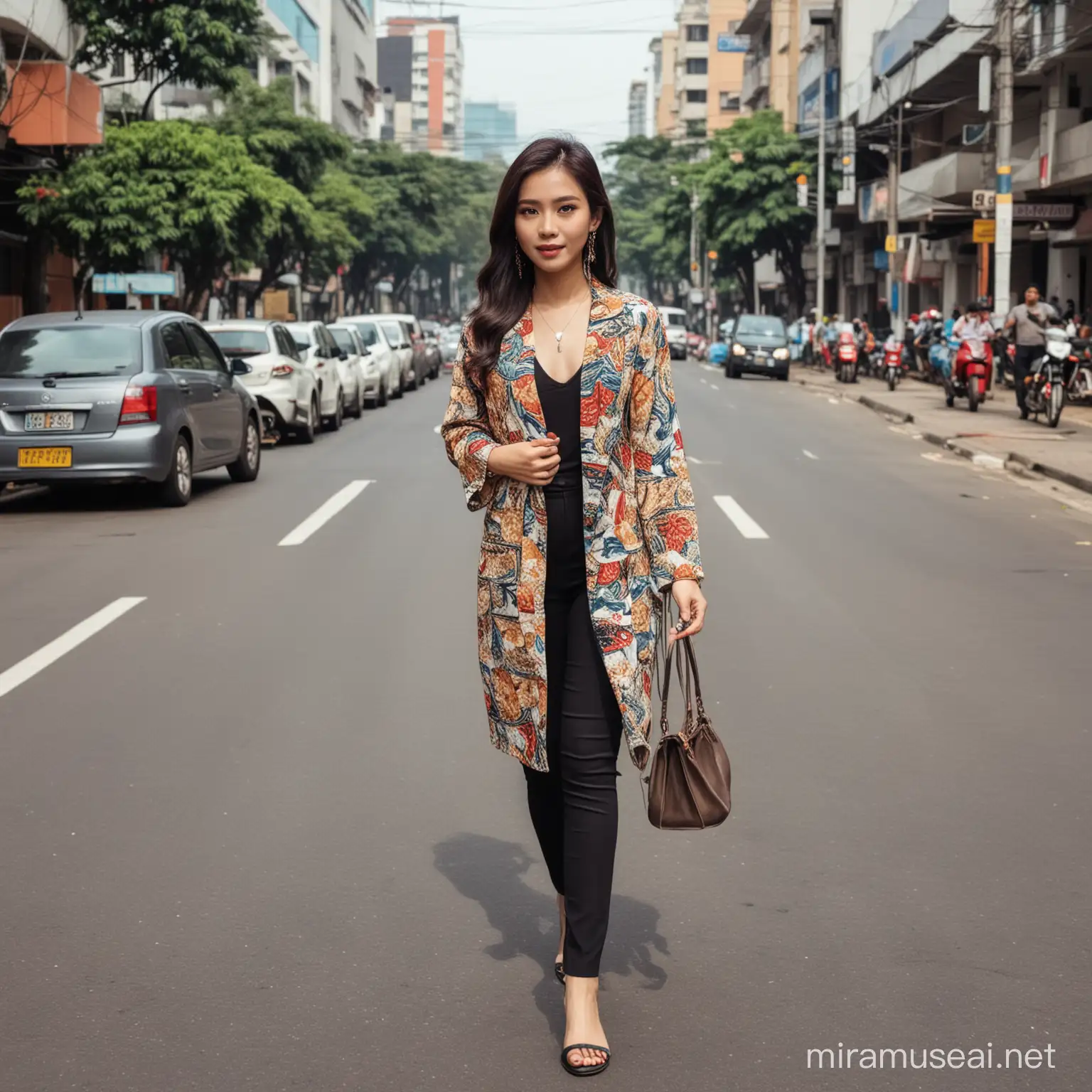 Indonesian Street Fashion Woman in Traditional Attire
