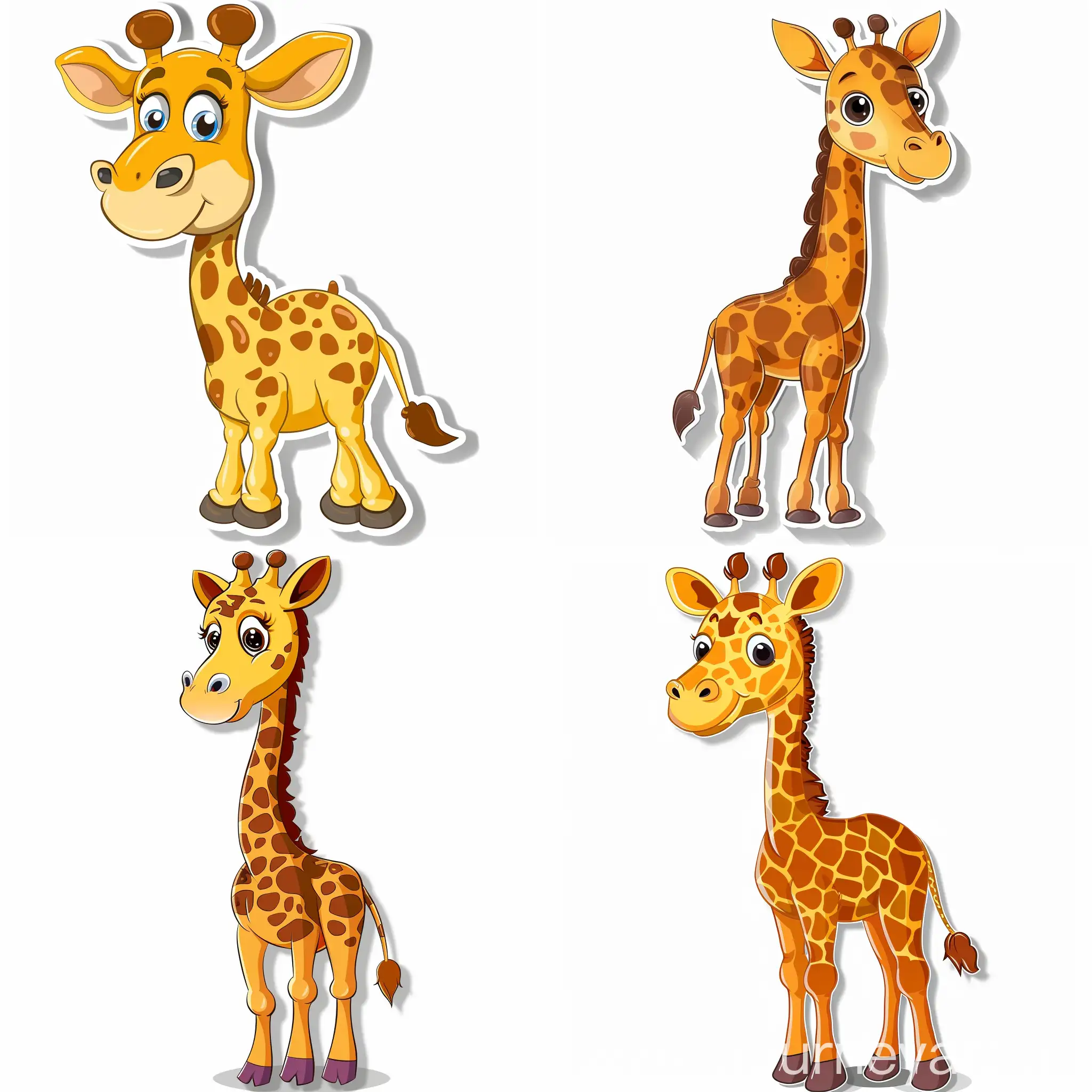 Cartoon-Cute-Giraffe-Sticker-High-Quality-Detailed-Vector-Illustration