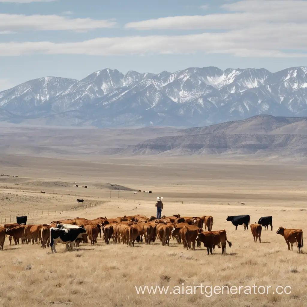 Picturesque-Cowboy-Herding-Cattle-from-a-Distance