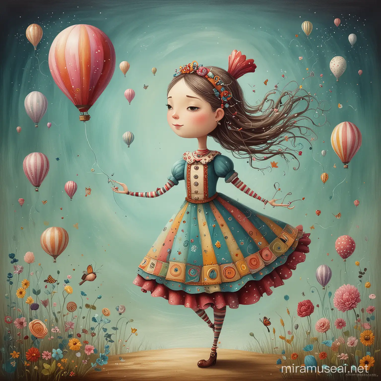 Enchanting Whimsical Art with Playful Characters and Vibrant Colors