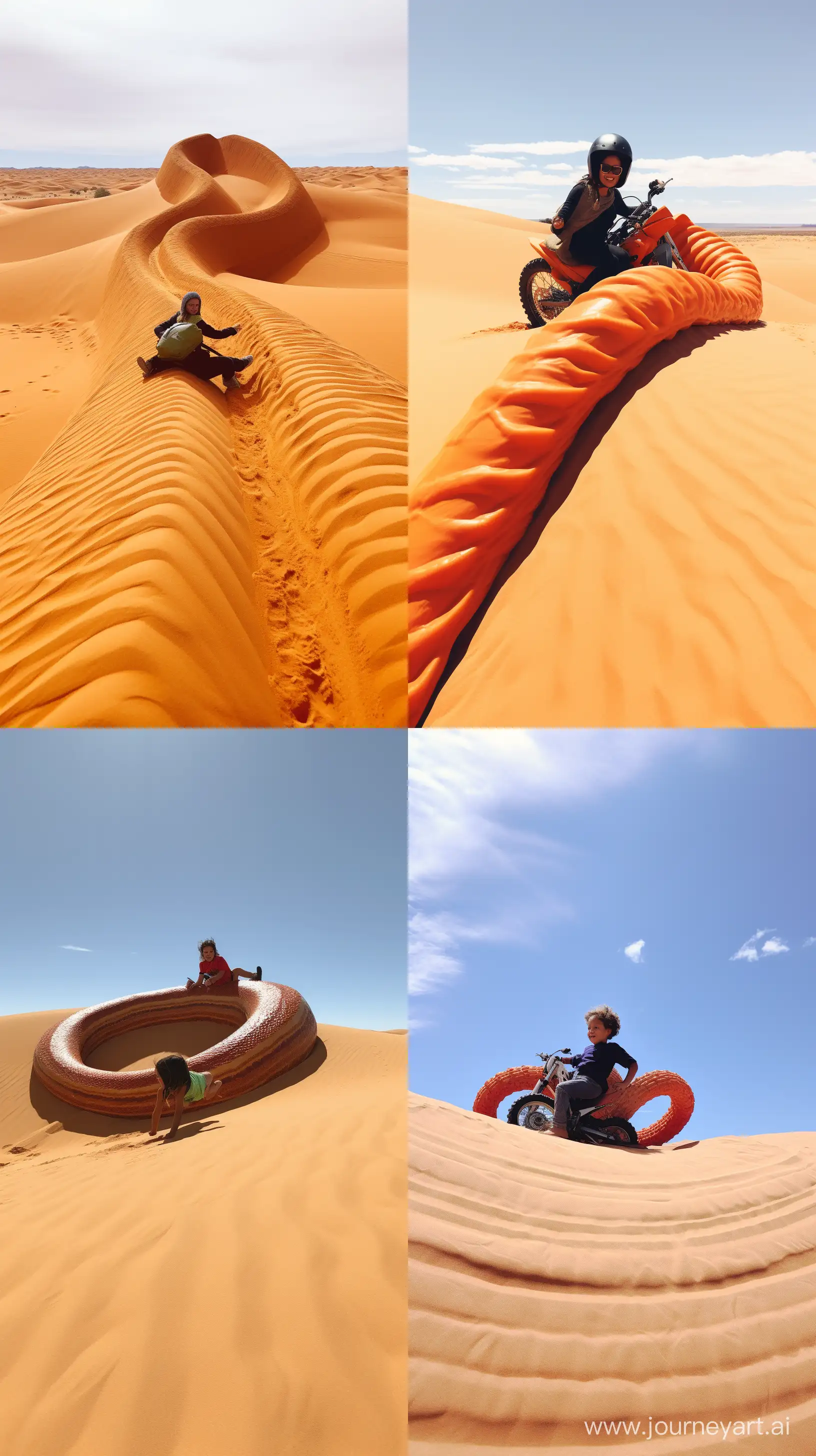 a phone photo of Zendayaa riding a huge sand worm in the desert, iPhone raw photo, HEIC --style raw --ar 9:16 --s 0
