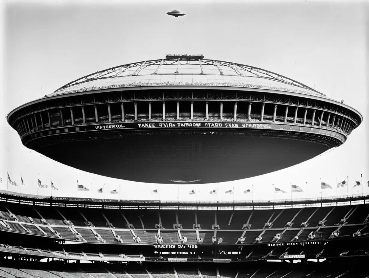 Ethereal UFO Gliding Over Historic Yankee Stadium 1927