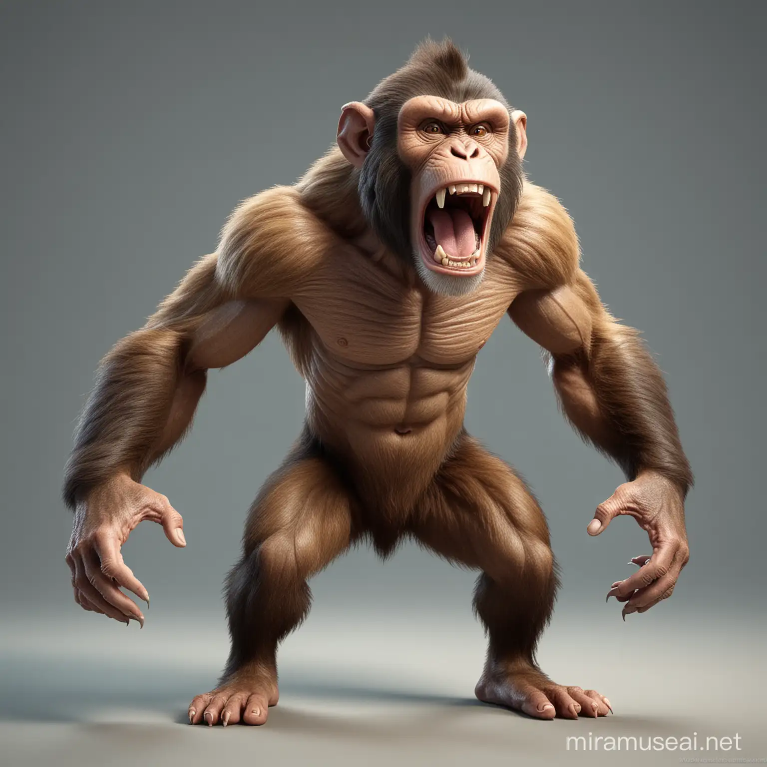 Strong 3D Monkey Model Displaying Intensity