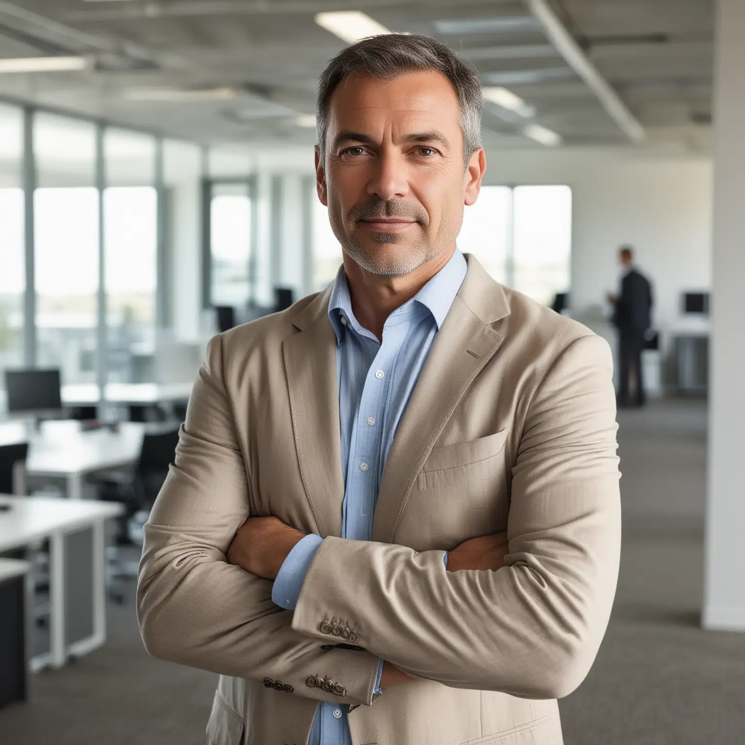 Middle Aged Business Man in Modern Office Setting