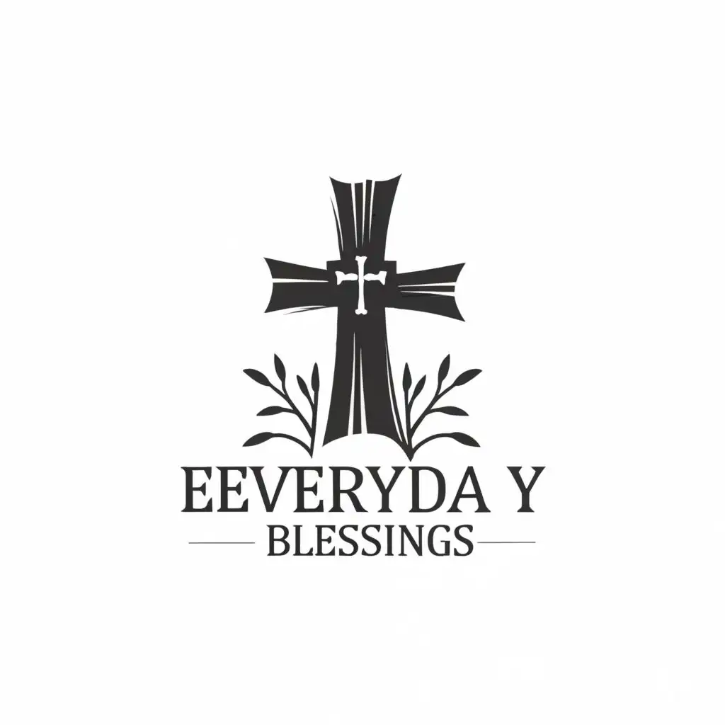 logo, cross with one cross slightly behind on the left and the right black, with the text "Everyday Blessings", typography, be used in Religious industry