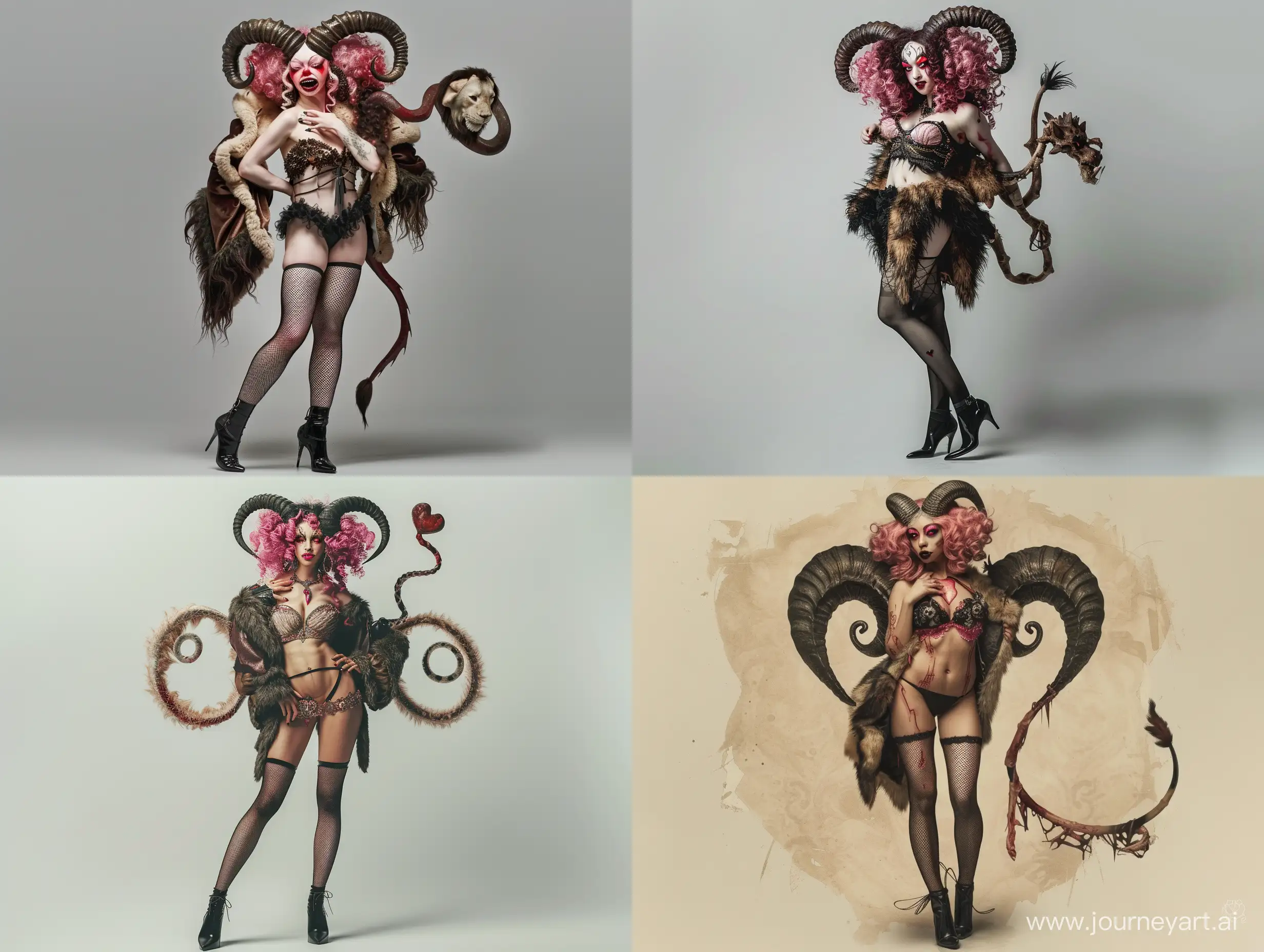 Female-Demon-Asmodeus-with-Twisted-Horns-and-Heartshaped-Tail-in-Fur-Coat-and-Fishnet-Stockings