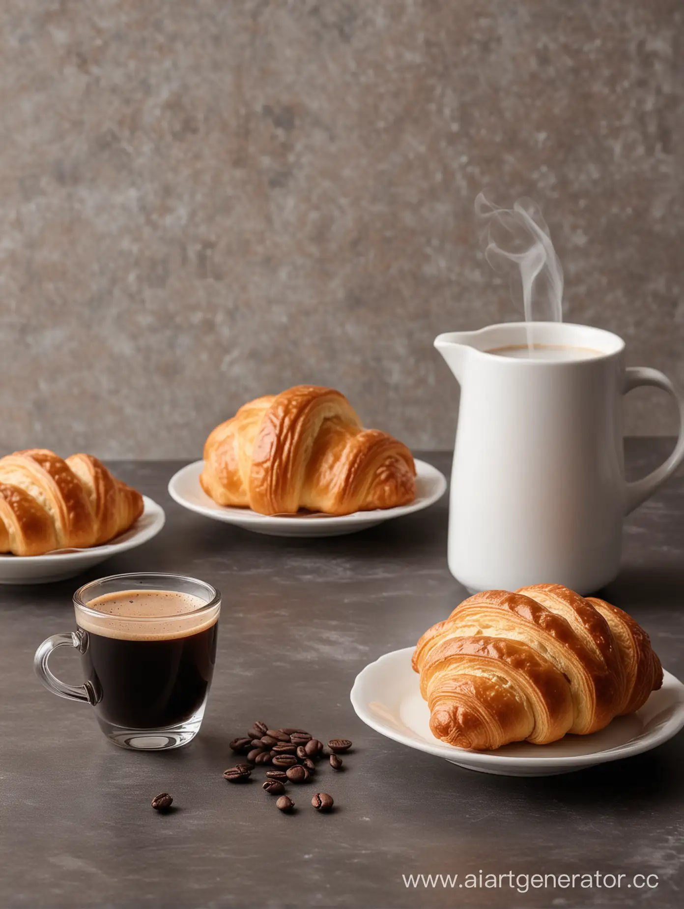 Cozy-Morning-Breakfast-Scene-with-Aromatic-Diffuser-Coffee-and-Croissant