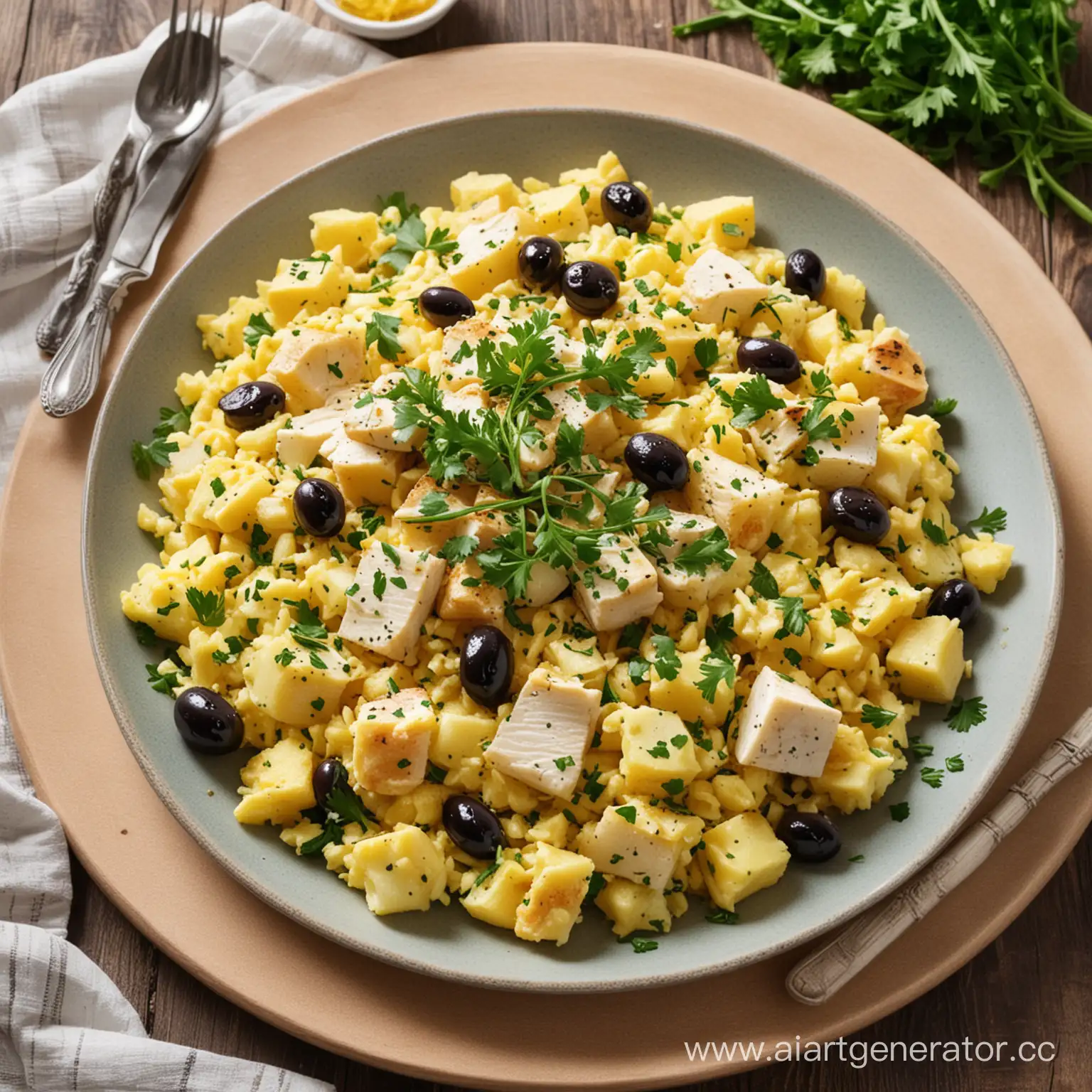 Delicious-Cod-with-Potatoes-and-Eggs-Garnished-with-Parsley-and-Olives