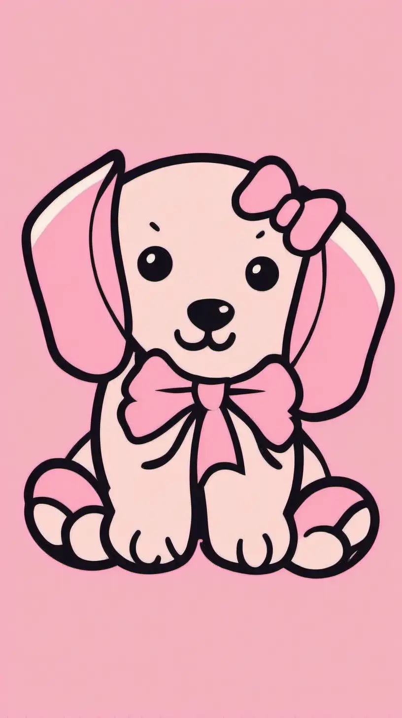 Adorable Pink Bow with Puppy Ears Outline
