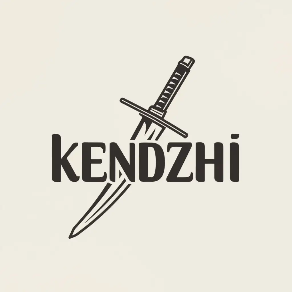 a logo design,with the text "Kendzhi", main symbol:Katana,Minimalistic,be used in Entertainment industry,clear background