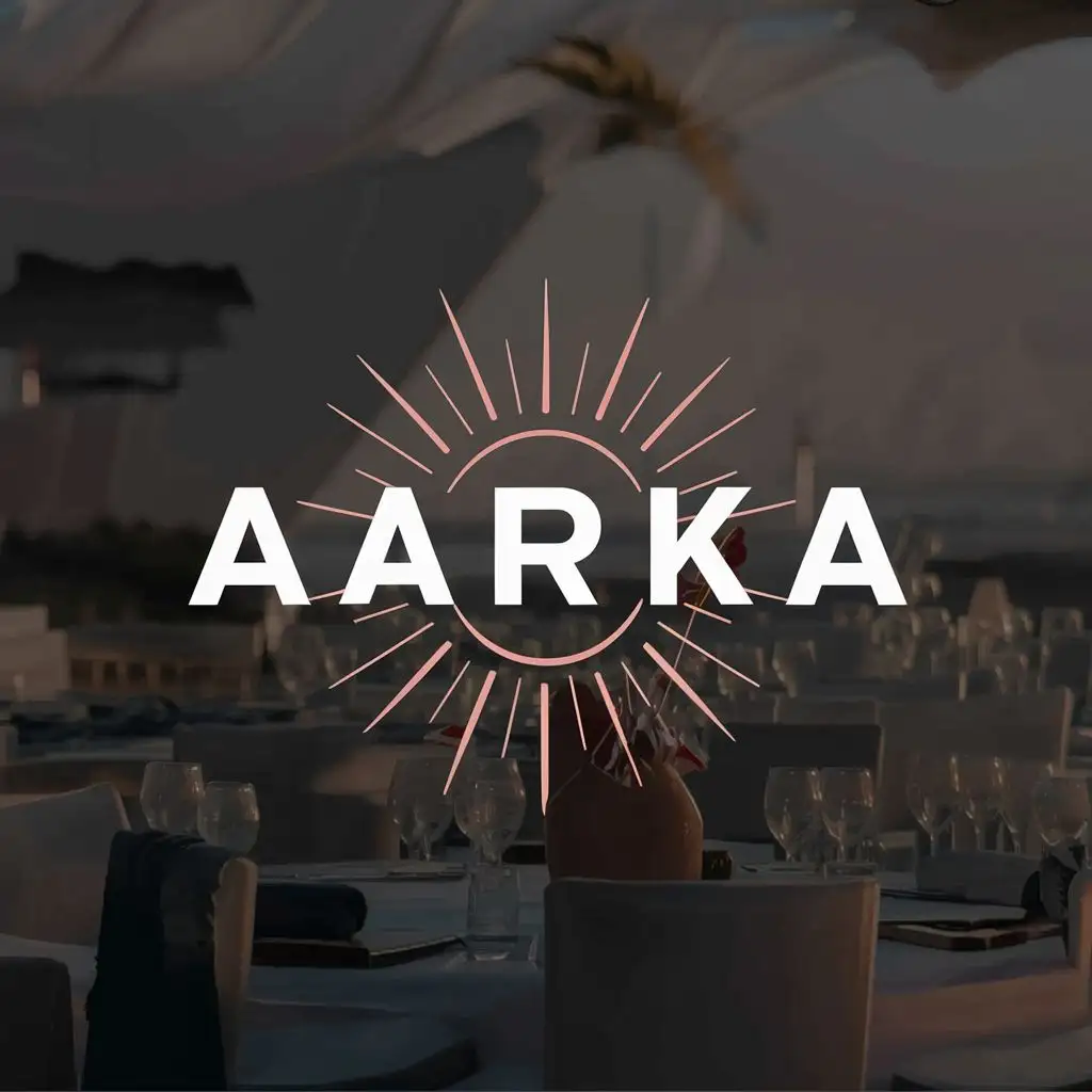 logo, Sun, with the text "Aarka", typography, be used in Events industry