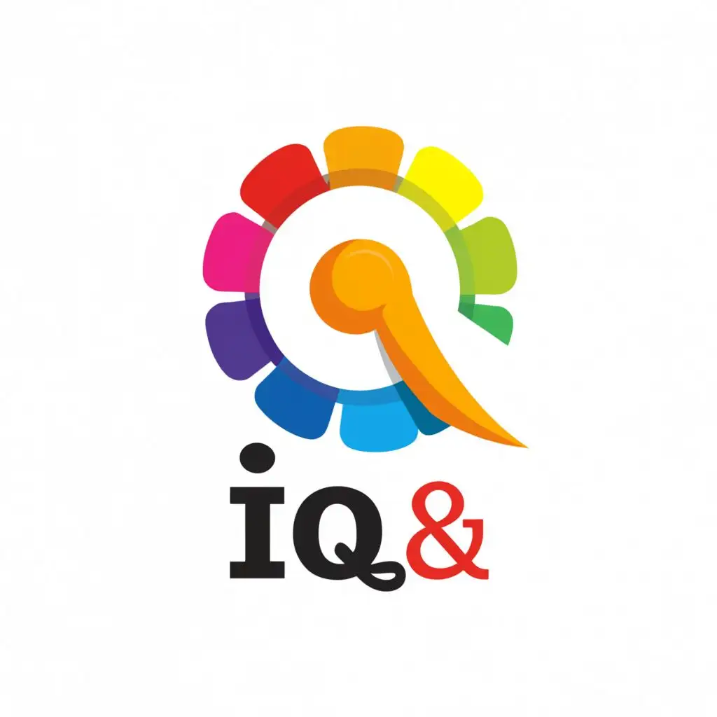 logo, IQ &, with the text "Generate a logo for the company IQ & that specializes in children's parties and animation. The logo should be bright, playful, and include the company name. Add some elements for kids party. The name IQ & must readable", typography, be used in Events industry