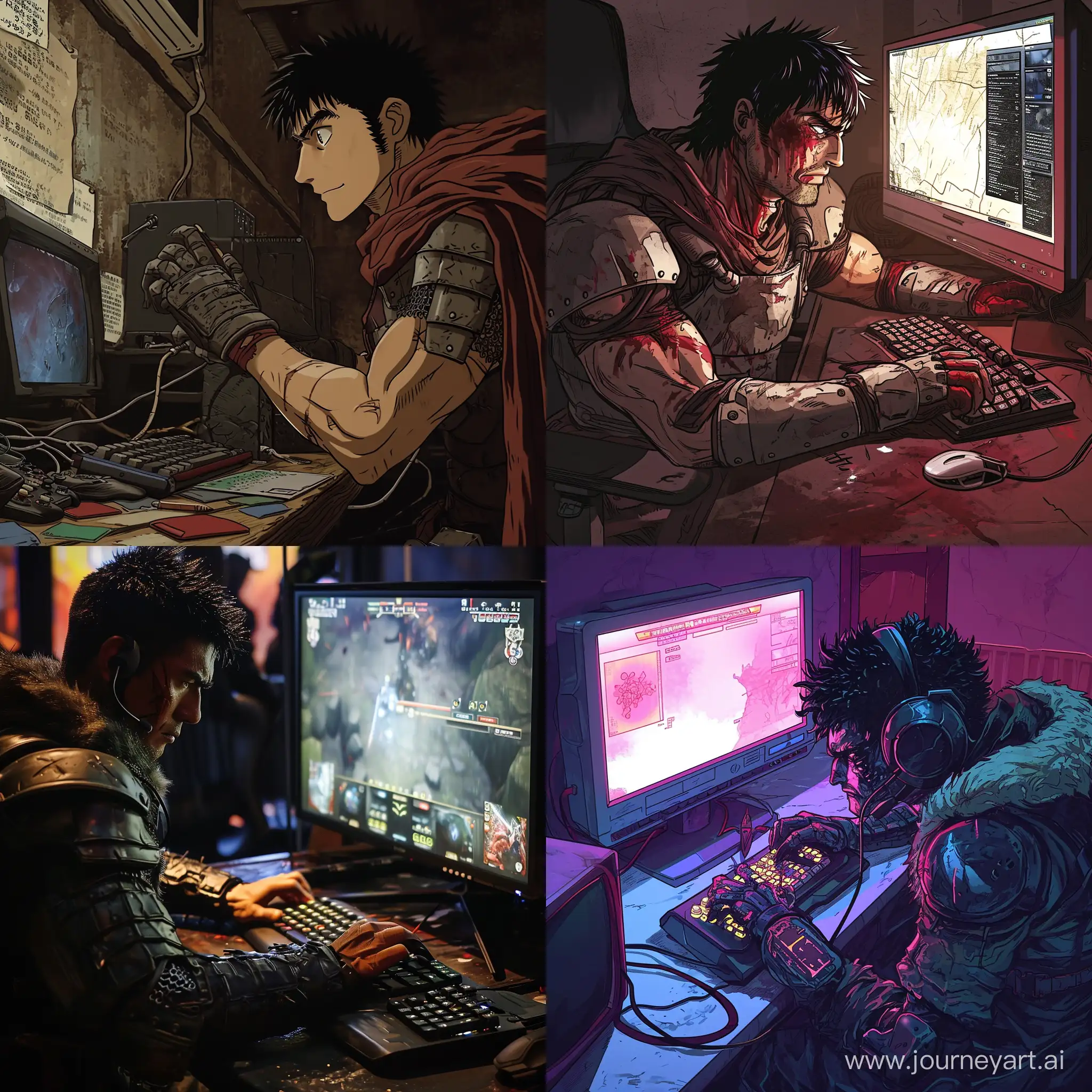 guts from berserk plays computer games