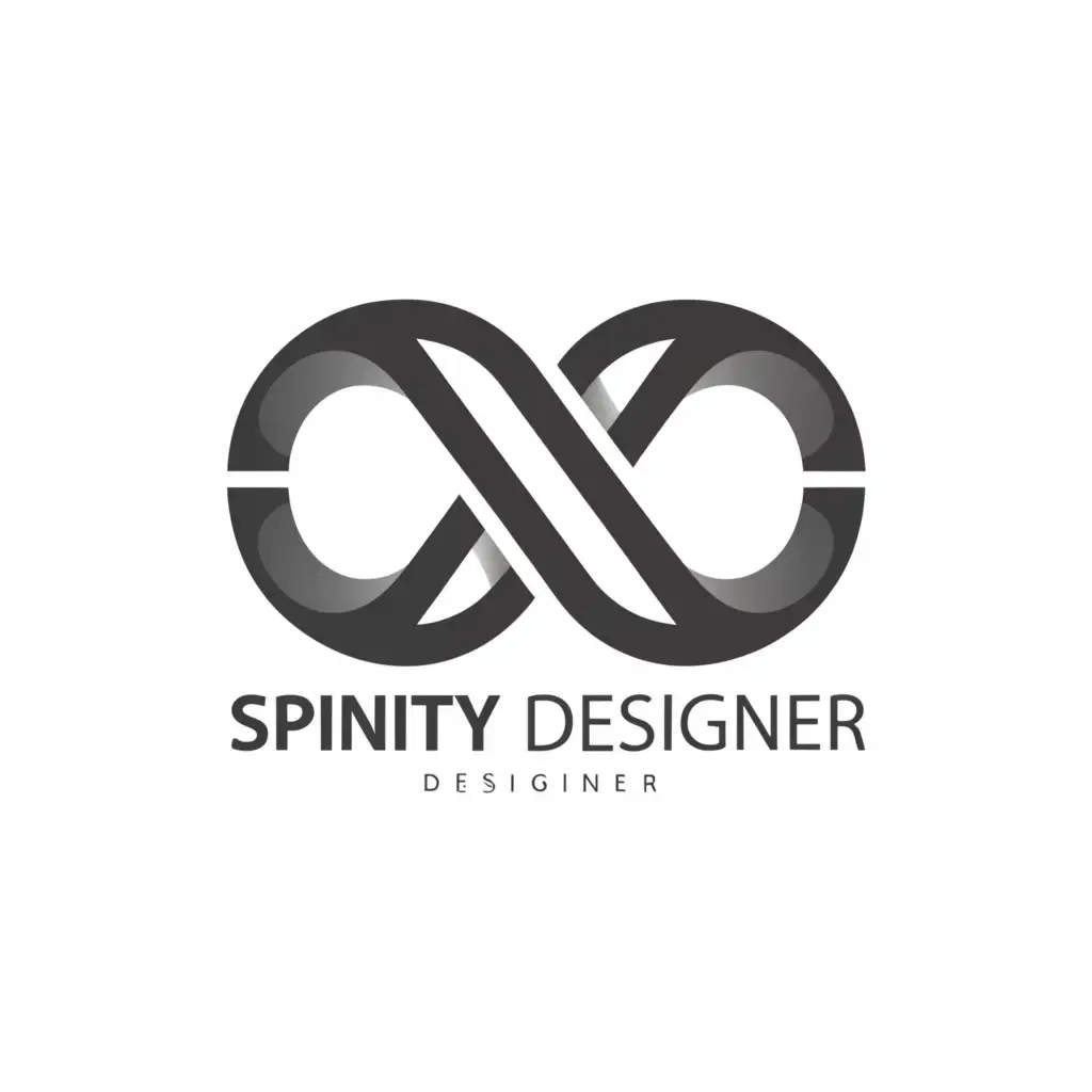 a logo design,with the text "spinity designer", main symbol:in minimal infinity  letter X,Minimalistic,clear background