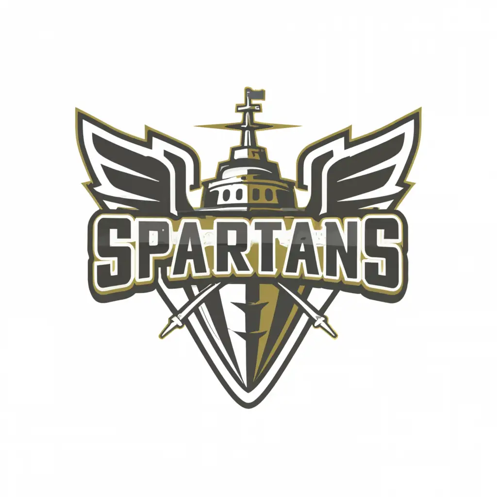 a logo design,with the text "Spartans", main symbol:ship,fighter,wings,Minimalistic,be used in Sports Fitness industry,clear background