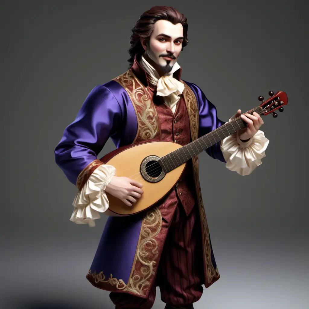 Elegant Human Bard with Refined Style and Musical Artistry