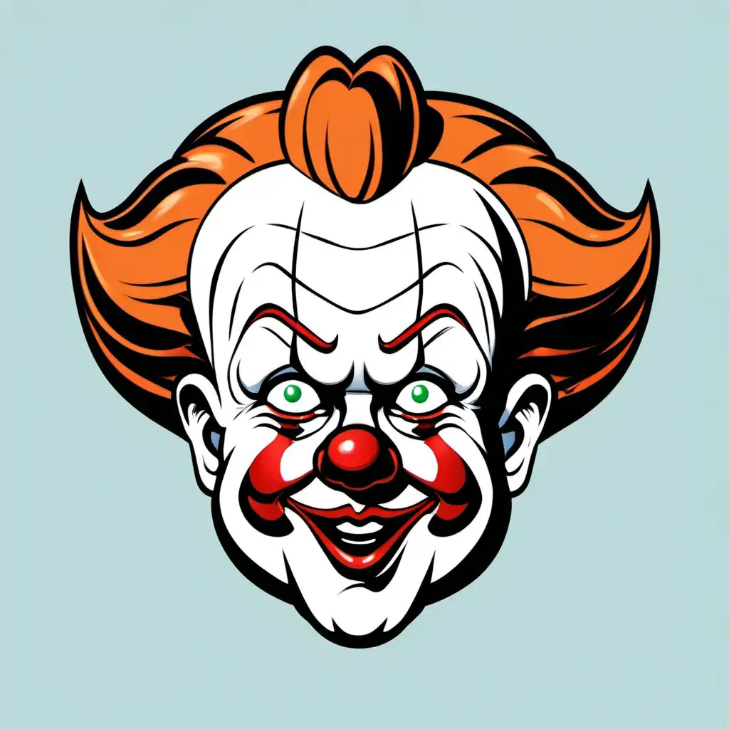 Pennywise Head Icon Cartoon Creepy and Playful Clown Illustration