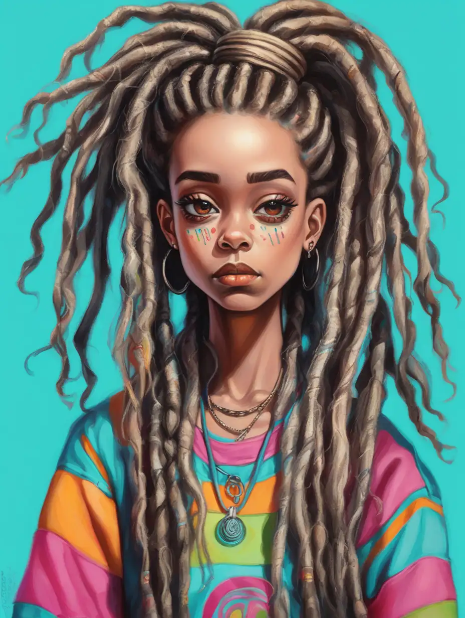 Eclectic Artistic Expression Vibrant Funky Girl with Dreadlocks