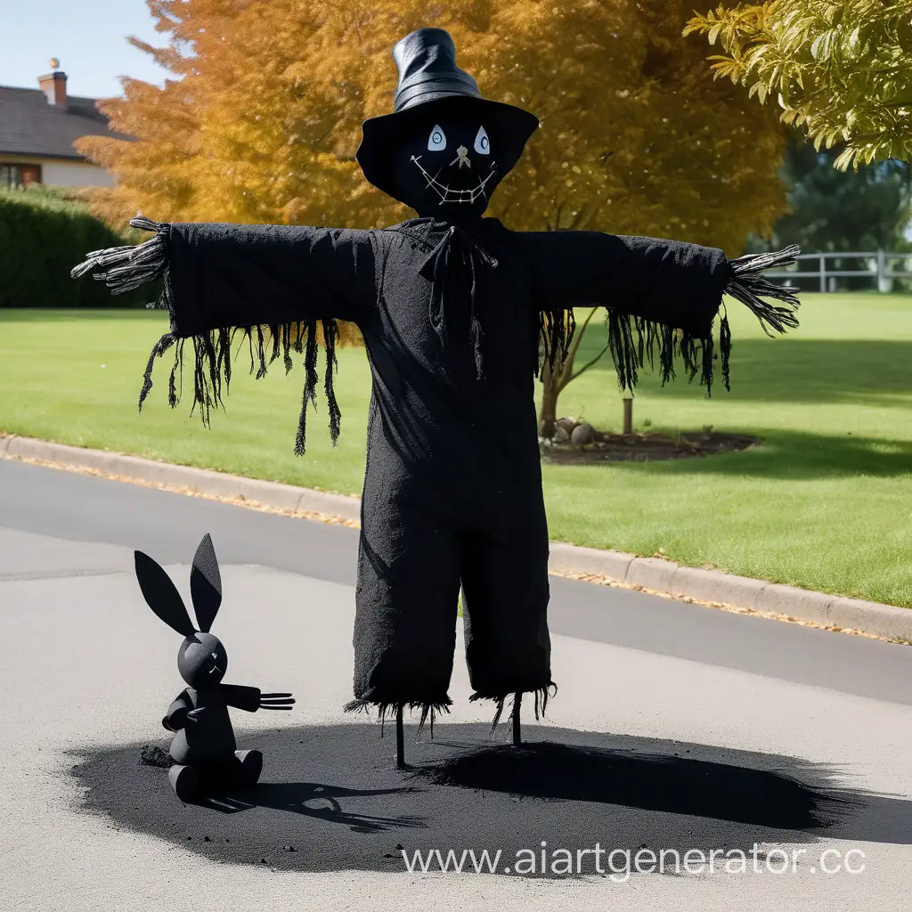Urban-Scarecrow-Asphaltmade-Guardian-with-Rabbit-Companion