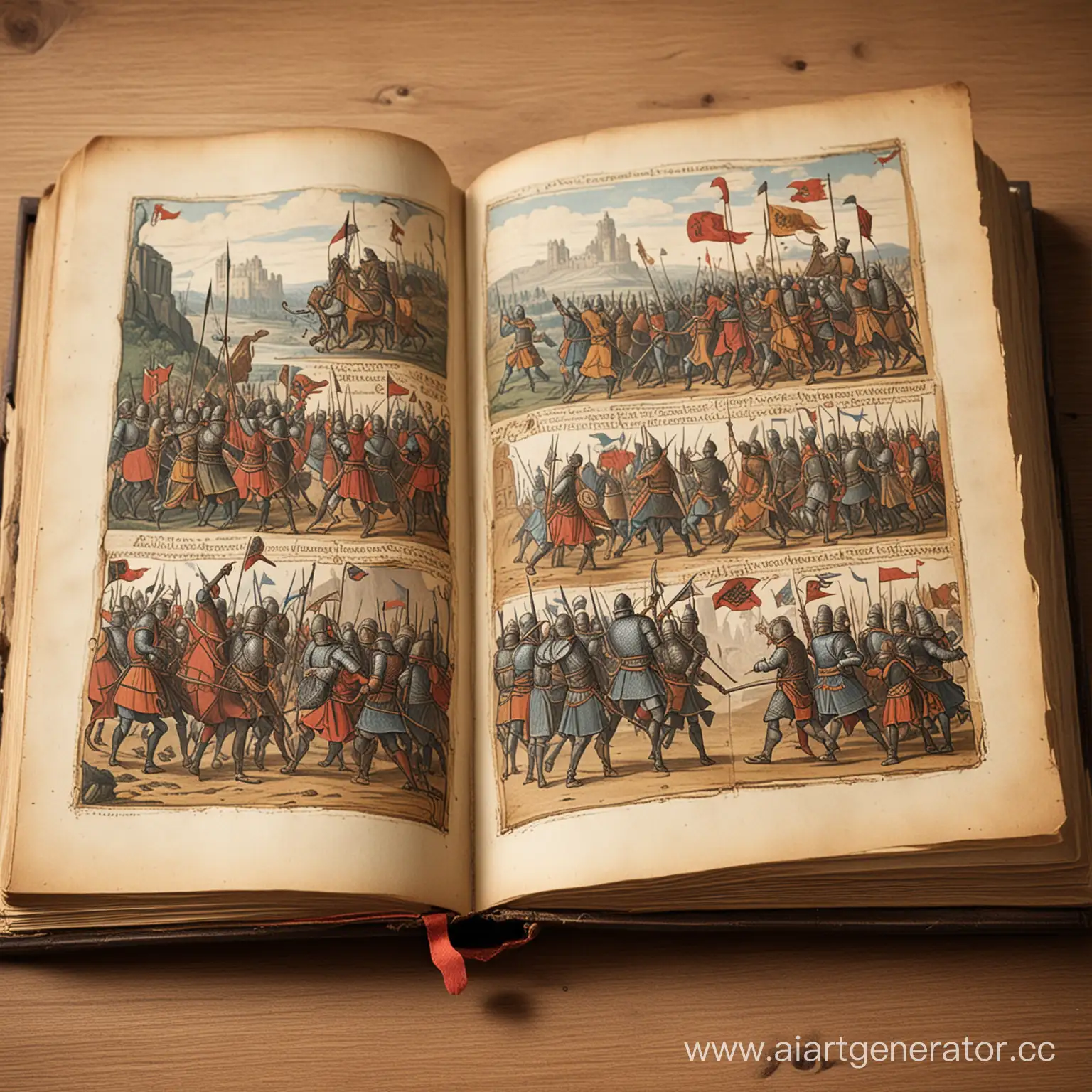 Illustrated-Ancient-Book-Medieval-Battles-and-Travelers
