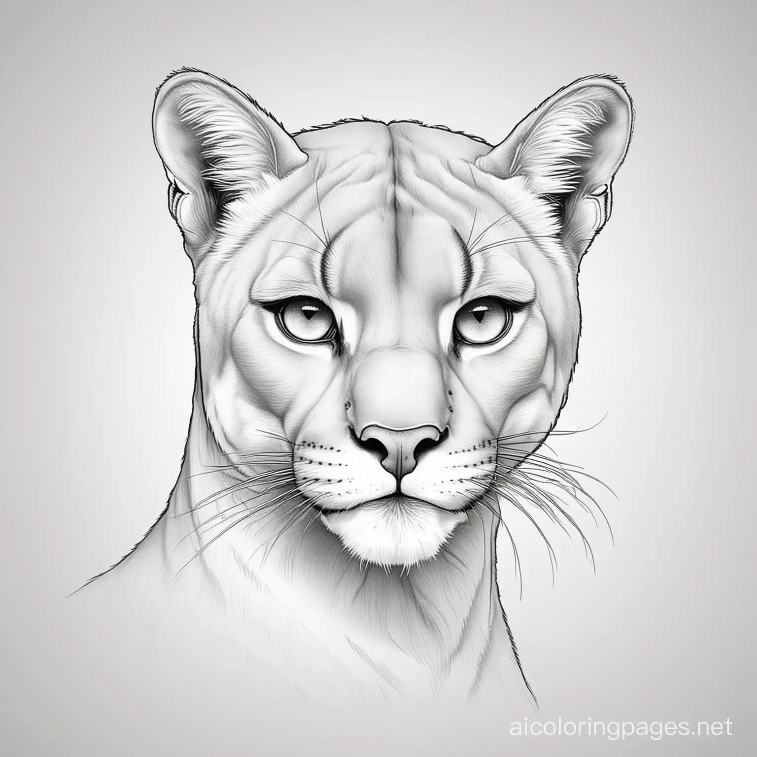 cougar

, Coloring Page, black and white, line art, white background, Simplicity, Ample White Space. The background of the coloring page is plain white to make it easy for young children to color within the lines. The outlines of all the subjects are easy to distinguish, making it simple for kids to color without too much difficulty