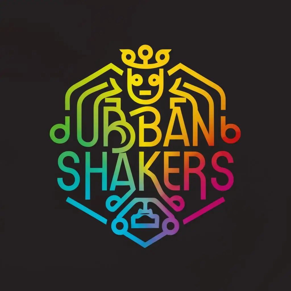 a logo design,with the text "Urban Shakers", main symbol: ethnic musician, techno beat, latino, rio carnival, festival, sarpkel