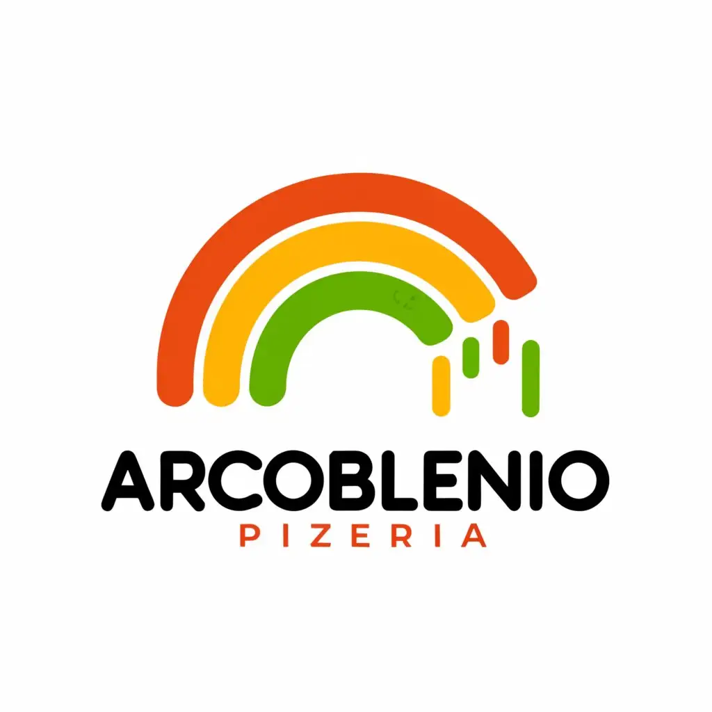 a logo design,with the text 'Pizzeria Arcobaleno', main symbol:Rainbow,Moderate, be used in Restaurant industry, clear background