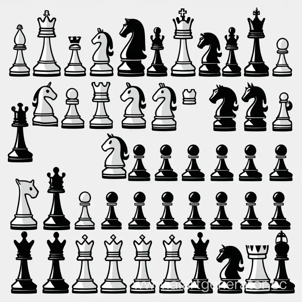 все шахматные фигуры 2д на прозрачном фоне в аниме стиле