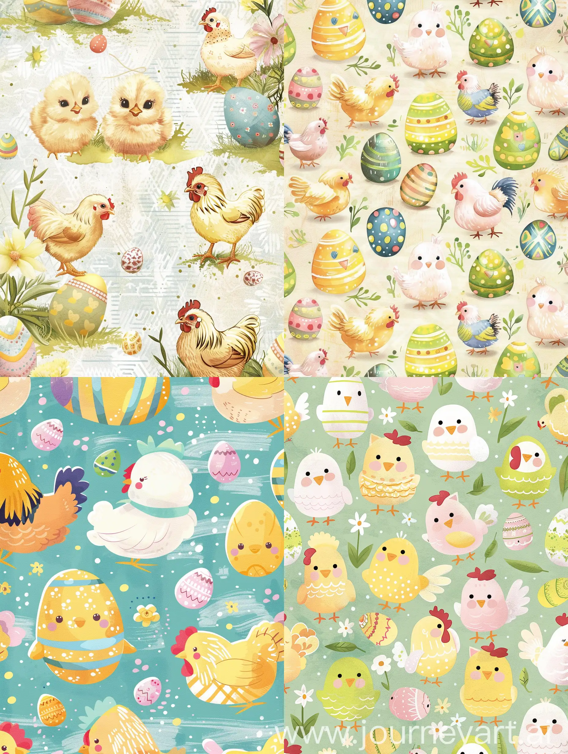Cute Easter Digital Paper, Spring Background, Cute Animals Paper Pack, For Scrapbooking, For Cards, For Invitations, Junk Journal, Chickens