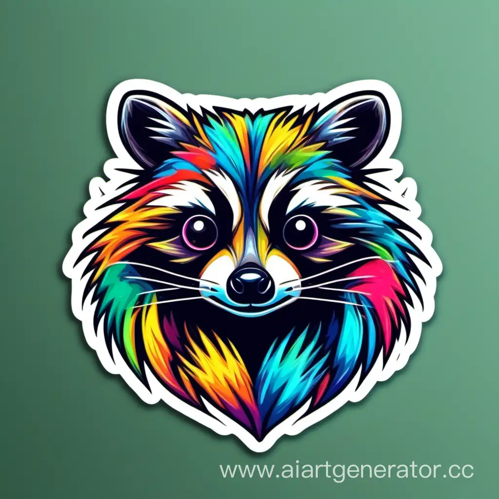 Vibrant-Raccoon-Sticker-Playful-and-Colorful-Wildlife-Decal-for-Personalized-Expression