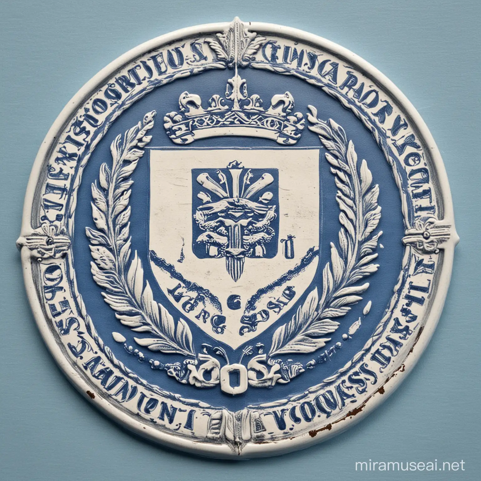 coat of arms for "Kóvósó" Seals, sea lions, walrus, Otariidae. Blue and white. crisp