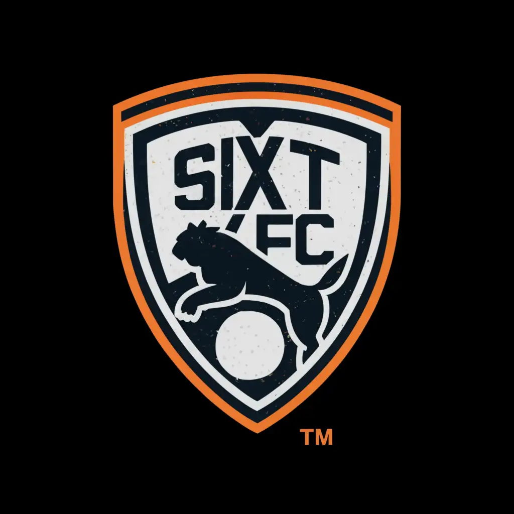 a logo design,with the text "SIXT FC", main symbol:soccer, puma,Moderate,clear background