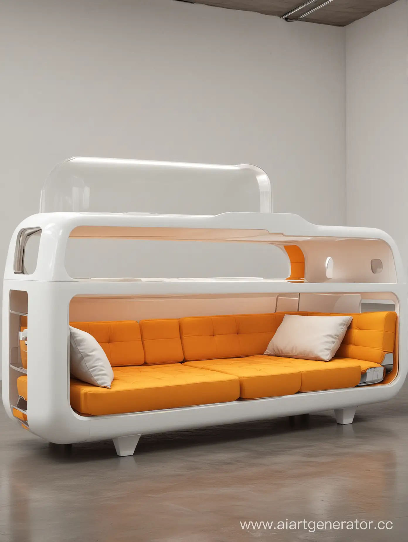 мебель будущего двухярусный диван футуризм
