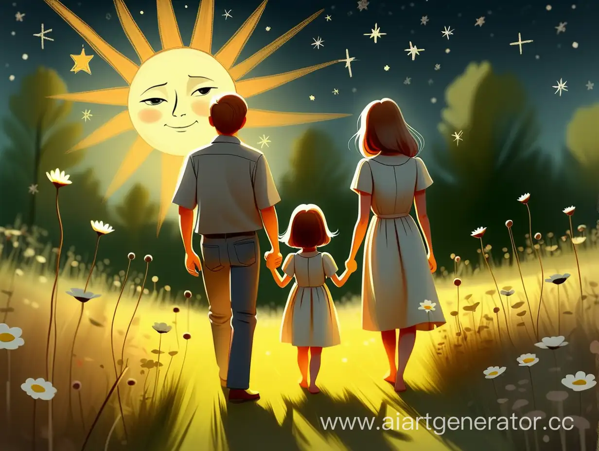 Family-Stroll-under-the-Radiant-Sun-with-Childrens-Artistic-Touch