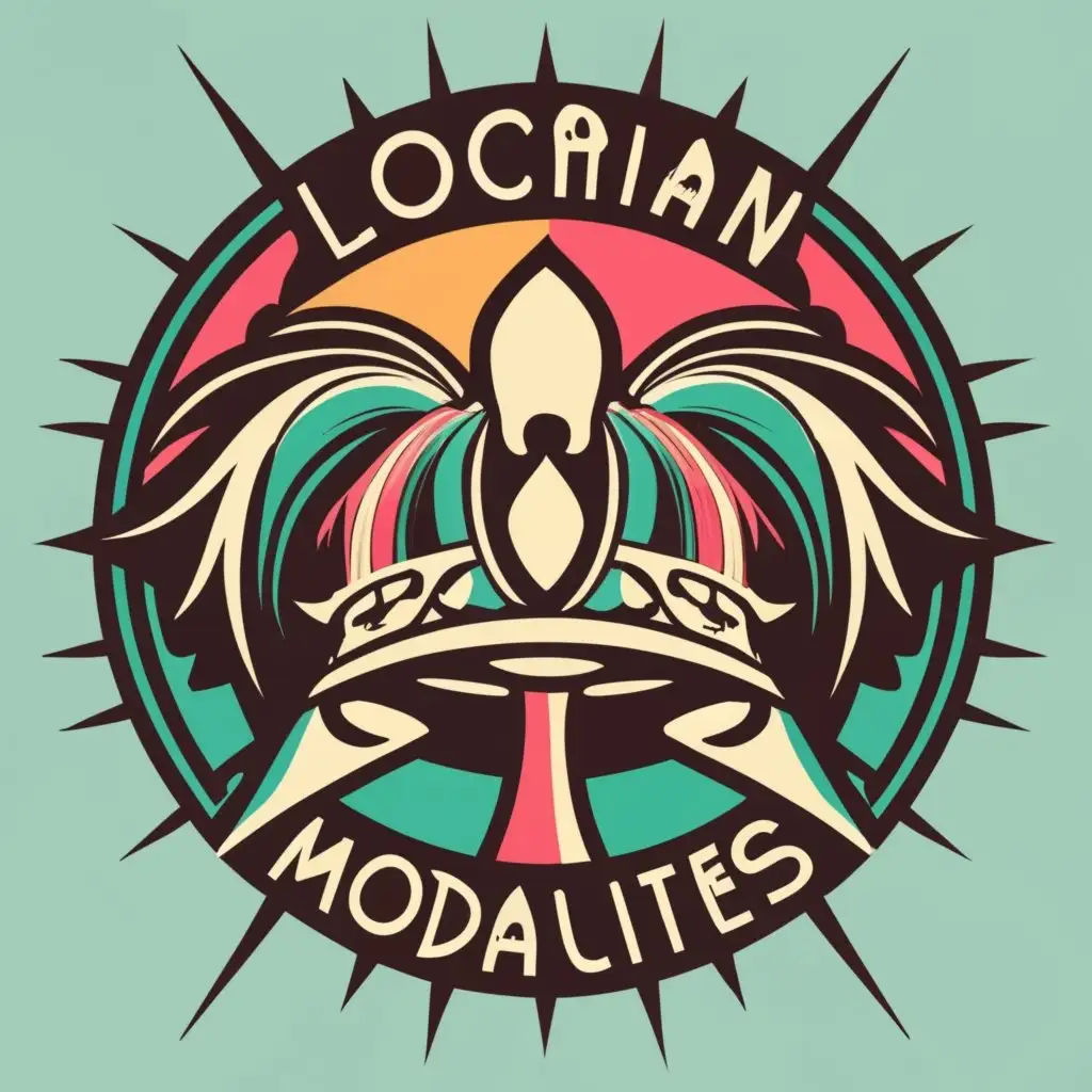 logo, Phrygian cap, with the text "Locrian Modalities Inc.", typography, be used in Entertainment industry