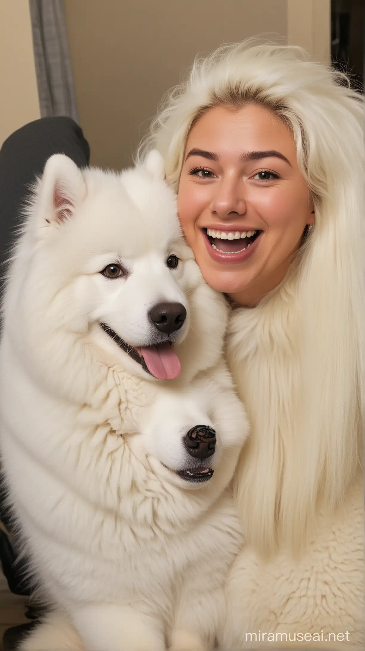 Confused Person Observing a Smiling Samoyed