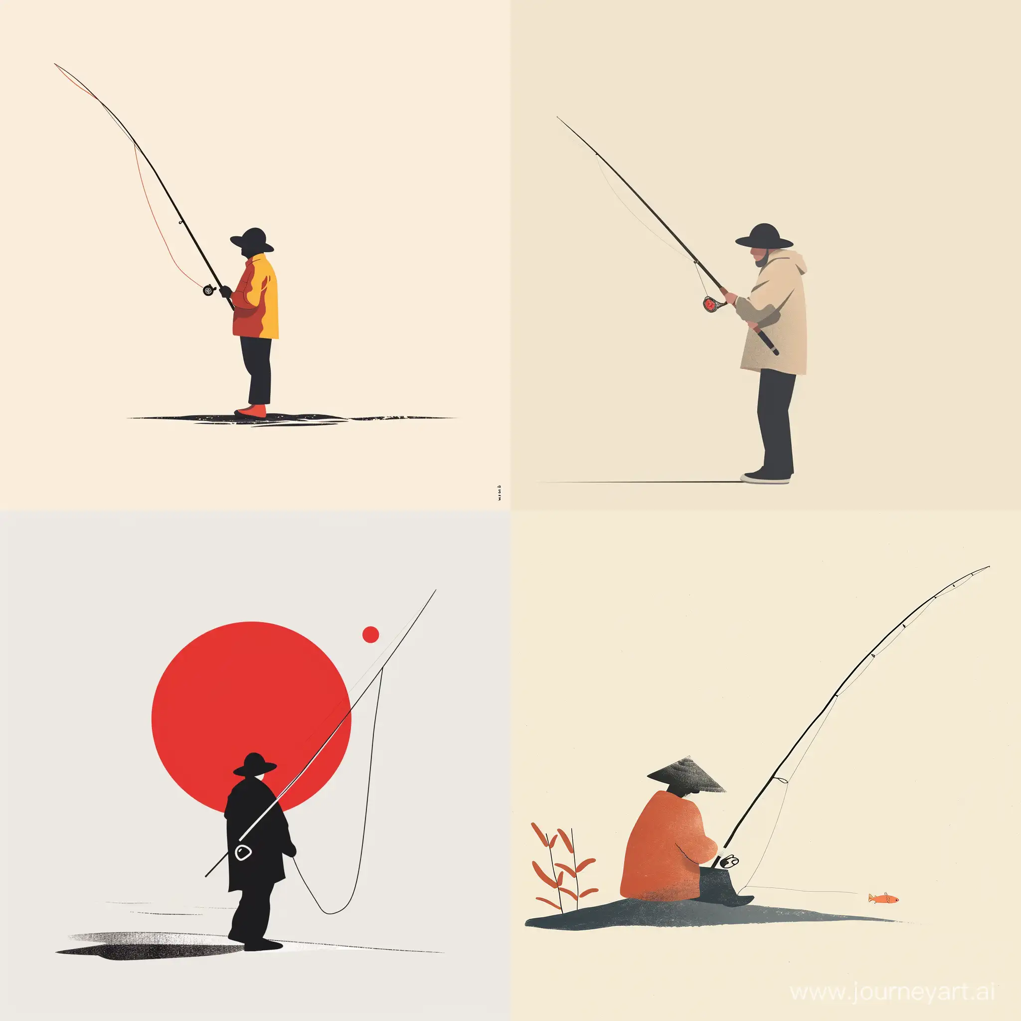 Minimalist-Fisherman-with-Fishing-Rod-Tranquil-Angling-Scene