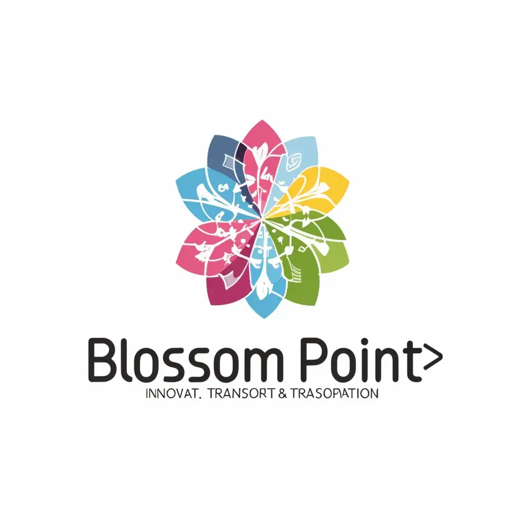 a logo design, with the text 'Blossom point', main symbol:flower arrow, Moderate, clear background, tag line: Innovate Transform Blossom