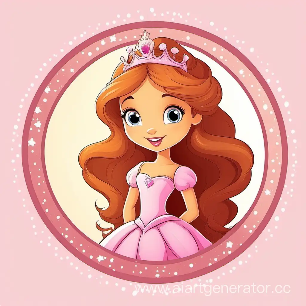 Cute cartoon Princess in the cyrcle 
