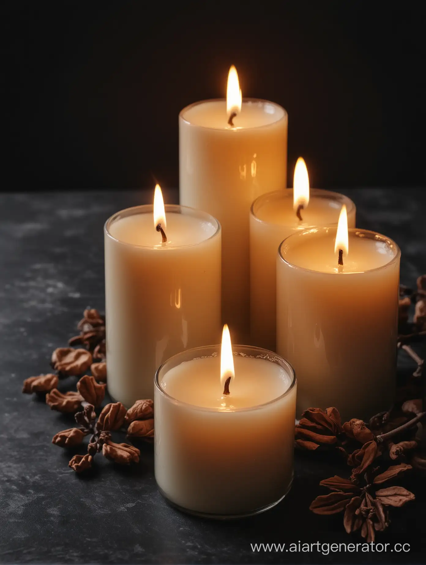 Tranquil-Atmosphere-Illuminated-Candles-in-Dark-Ambiance