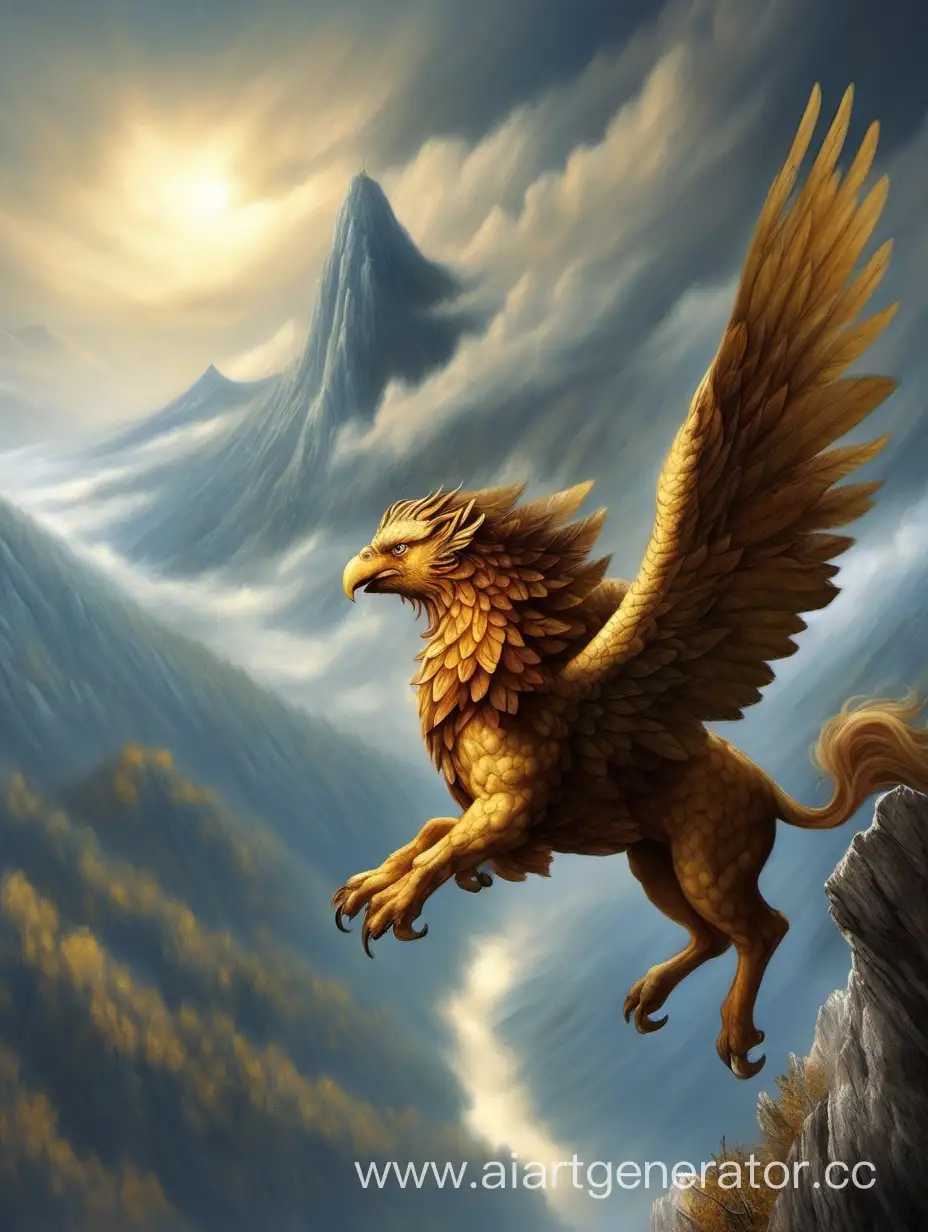 Majestic-Griffin-Soaring-Above-Mountain-Peaks